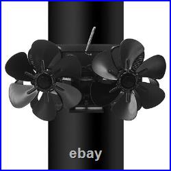 12 Blade Double Head Heat Powered Fan Fireplace Fan for Home Wood Burning Stove