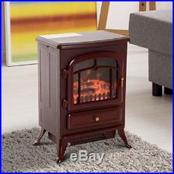 16 1500W Free Standing Electric Fireplace Wood Burning Portable Stove Heater