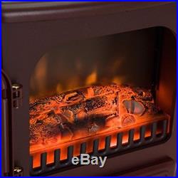 16 1500W Free Standing Electric Fireplace Wood Burning Portable Stove Heater