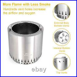 17 Stainless Steel Smokeless FirePit Wood Burning Stove for Barbecue Heavy Duty