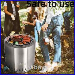 17 Stainless Steel Smokeless FirePit Wood Burning Stove for Barbecue Heavy Duty