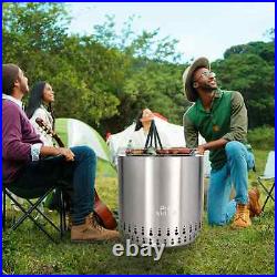 17 Stainless Steel Smokeless FirePit Wood Burning Stove for Barbecue Heavy Duty