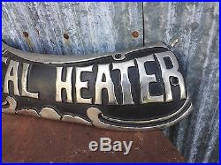 1914 Ideal Heater Antique Cast Iron Shop Sign Wood Burning Kerosene Stove Part