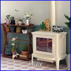 1/6 Scale Miniature Wood-Burning Stove Fireplace White