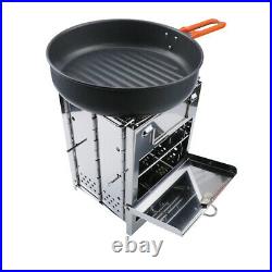 1 PC Wood Burning Stove Mini Stainless Steel BBQ Grill for Picnic Beach Camping