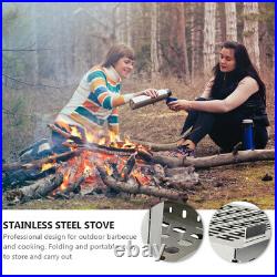 1 Set Camping Stove Chic Nice Safe Fine Stainless Steel Stove Wood Burning Stove