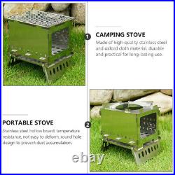 1 Set Camping Stove Portable Stainless Steel Stove Wood Burning Stove BBQ Grill