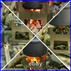1 Set Wood Burning Stove Camping Stove BBQ Grill Portable Stainless Steel Stove