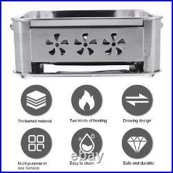 1 Set of Portable Wood Burning Stove Camping Grill with Leg Bbq Charcoal Rack