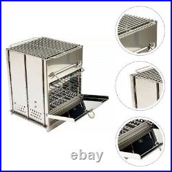 1pc Folding Wood Burning Stove Stainless Steel Stove BBQ Grill for Picnic