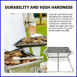 1pc Stainless Folding Portable Wood Burning BBQ Stove for Picnic Camping
