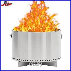 20.5'' Stainless Steel Smokeless Fire Pit Wood Burning Outdoor Stove with Handle