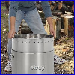 20.5'' Stainless Steel Smokeless Fire Pit Wood Burning Outdoor Stove with Handle