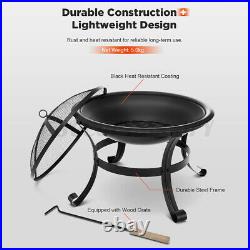 21 Round Wood Burning Fire Pit Outdoor Garden Patio BBQ Grill Stove With