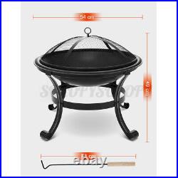21 Round Wood Burning Fire Pit Outdoor Garden Patio BBQ Grill Stove With