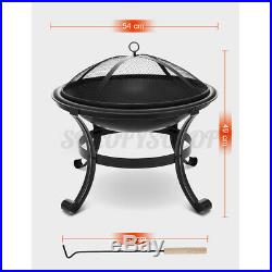 21 Round Wood Burning Fire Pit Outdoor Garden Patio BBQ Grill Stove With Cover
