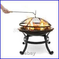 21 Round Wood Burning Fire Pit Outdoor Garden Patio BBQ Grill Stove With US