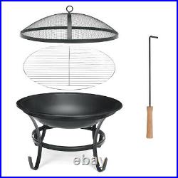 22Portable Fire Pit Black Steel Wood Burning Mesh Spark Outdoor Stove Fireplace