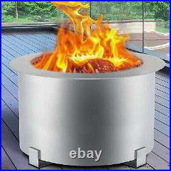 22 Inch Smokeless Fire Pit Stainless Steel Stove Bonfire Firebowl Wood Burning