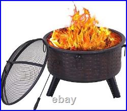 26Inch Fire Pit Heater Backyard Wood Burning Patio Deck Stove Fireplace Table MA