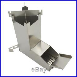 2Pcs Ultralight Stainless Steel Wood Burning Camping Rocket Stove for BBQ
