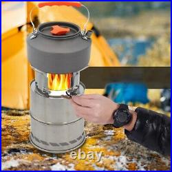 2X1 Pcs Camping Stove Foldable Windproof Wood Burning Stove for Outdoor Pic