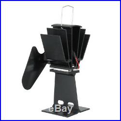 2-Blade Heat Powered Stove Fan With Thermometer for Wood Log Burning Burner Stove