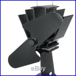 2-Blade Heat Powered Stove Fan With Thermometer for Wood Log Burning Burner Stove