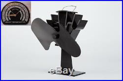 2 Blade Heat Powered Stove Top Fan & FREE Thermometer Wood & Coal Fire Burners