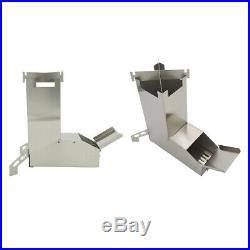 2 Pieces Stainless Steel Foldable Wood Burning Camping Rocket Stove for BBQ
