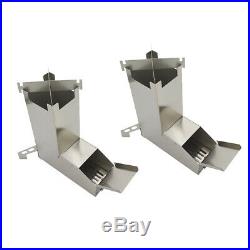 2 Pieces Stainless Steel Foldable Wood Burning Camping Rocket Stove for BBQ