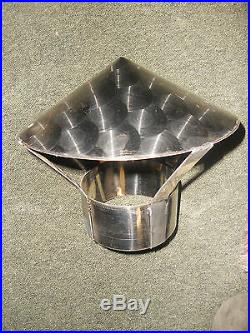 2 off ROOF COWL CHIMNEY hat S/S For 5 black flue pipe woodburning stove