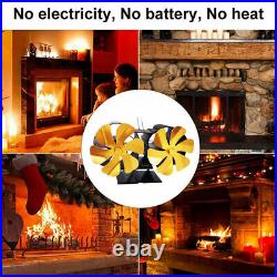 2x Fireplace Stoves 12 Blades Part Heat Powered Wood-Burning Accessories