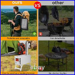 304 Stainless Steel Camping Tent Stove, Ultralight Foldable Portable Wood Burnin