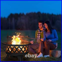 30 Inch BBQ Grill Fire Pits Outdoor Wood Burning Fire Pit Stove Garden Patio Woo