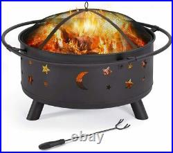 30 Outdoor Fire Pit, Metal Firepit Bonfire Wood Burning Heater Stove Patio