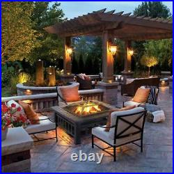 32 Fire Pit BBQ Square Table Patio Backyard Garden Stove Wood Burning