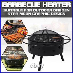 32 Fire Pit BBQ Wood Burning Fireplace Outdoor Stove with Cover Backyard Garden