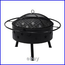 32 Fire Pit BBQ Wood Burning Fireplace Outdoor Stove with Cover Backyard Garden