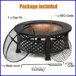 32''Heavy Fire Pit BBQ Table Backyard Patio Garden Stove Wood Burning Fireplace