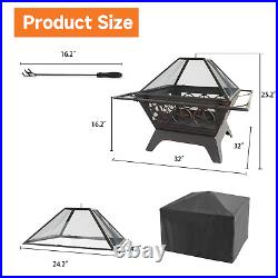 32 Square Wood Burning Fire Pit/Brazier/Stove Firepit. Yard/Garden/BBQ/Grill