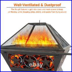 32 Square Wood Burning Fire Pit/Brazier/Stove Firepit. Yard/Garden/BBQ/Grill