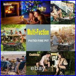 32 Wood Burning Fire Pit Outdoor Garden Patio BBQ Grill Square Stove With Cover