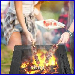 32 Wood Burning Fire Pit Outdoor Garden Patio BBQ Grill Square Stove With Cover