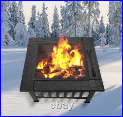 32 Wood Burning Fire Pit Outdoor Heater Backyard Patio Stove Fireplace BBQ Fork