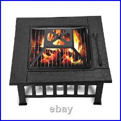 32 Wood Burning Fire Pit Outdoor Heater Backyard Patio Stove Fireplace BBQ Fork
