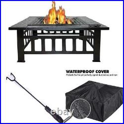 32 Wood Burning Fire Pit Outdoor Heater Backyard Patio Stove Fireplace BBQ fork