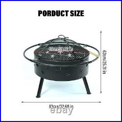 32 inch Camping Outdoor Deep Bowl Wood Burning Fire Pit Stove Barbecue Grill