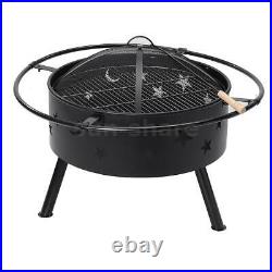 32 inch Large Round Wood Burning Fire Pit Iron Stove Outdoor Camping BBQ Grill
