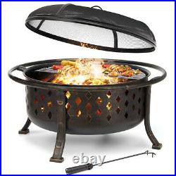 36 Wood Burning Metal Fire Pit Outdoor Patio Garden Backyard Stove Brazier 36 Wood Burning Metal Fire Pit Outdoor Patio Garden Backyard Stove Brazier